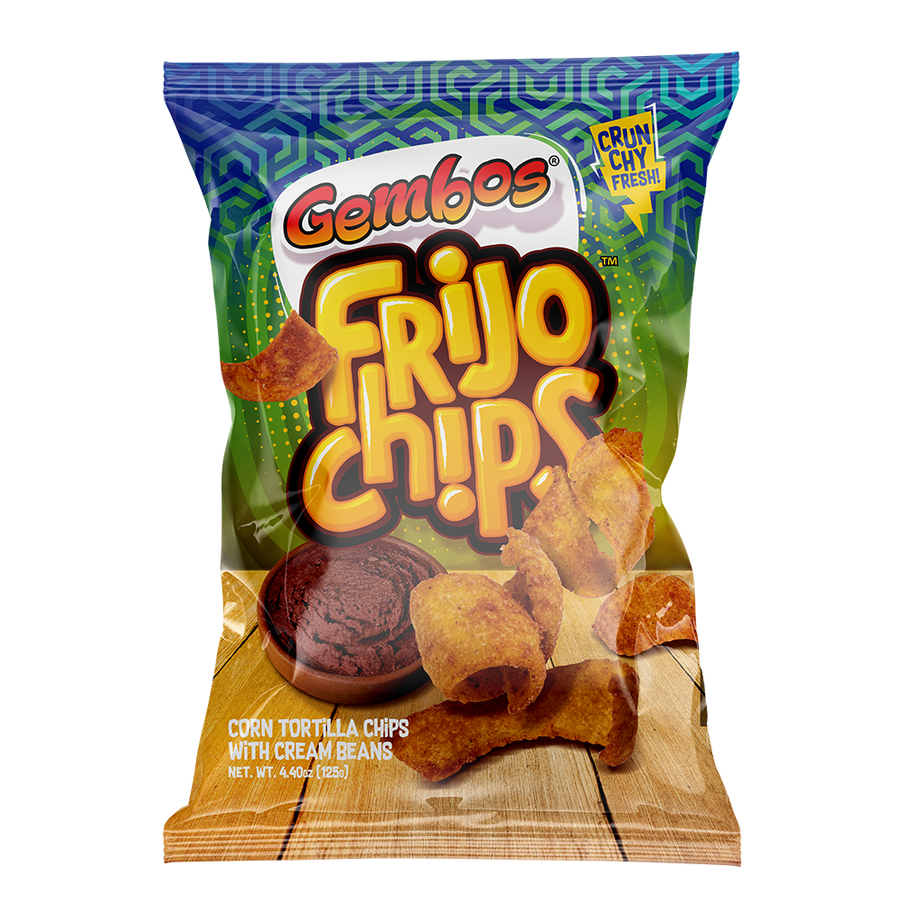 GEMBOS Frijo Chips Corn Tortilla Chips with Creamy Bean Flavor / Tortillas de Maiz con Sabor a Frijoles Cremosas 4.40oz